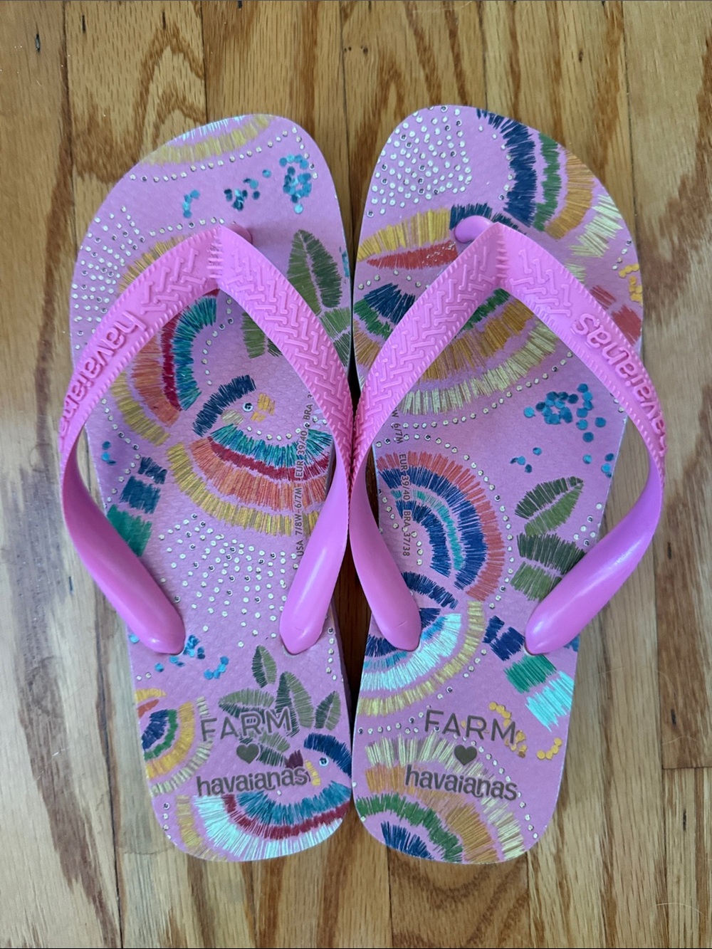 Havaianas Pink Multicolor Floral Print Flip Flops
